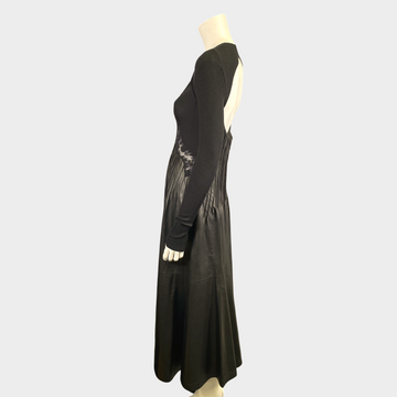 Gabriela Hearst black leather and lace long-sleeved maxi dress – Loop  Generation