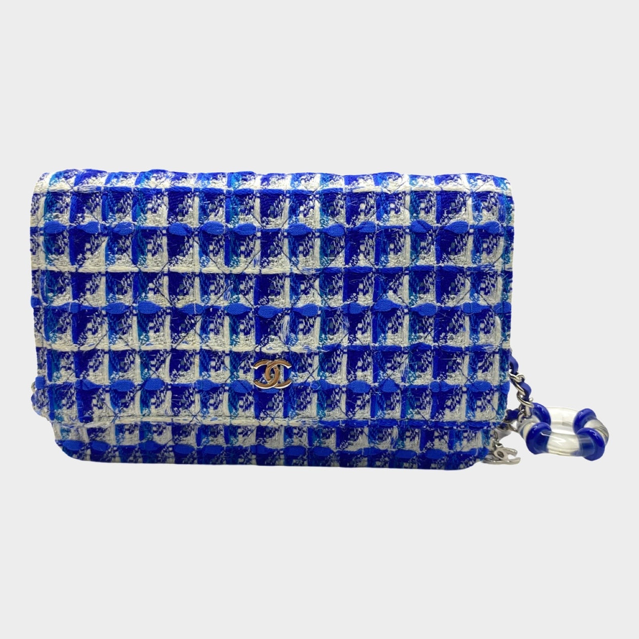 Chanel women's blue tweed wallet on chain with life buoy – Loop