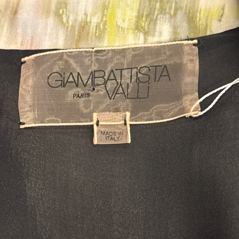 Giambattista Valli Black with Multicolour watercolour floral pattern silk Dress