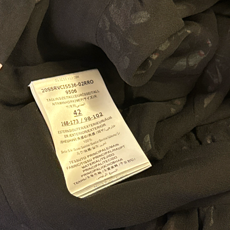 Giambattista Valli Black with pink and green floral print dress