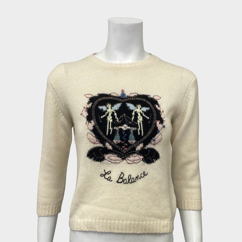 Christian Dior women's ecru le balance embroidery jumper