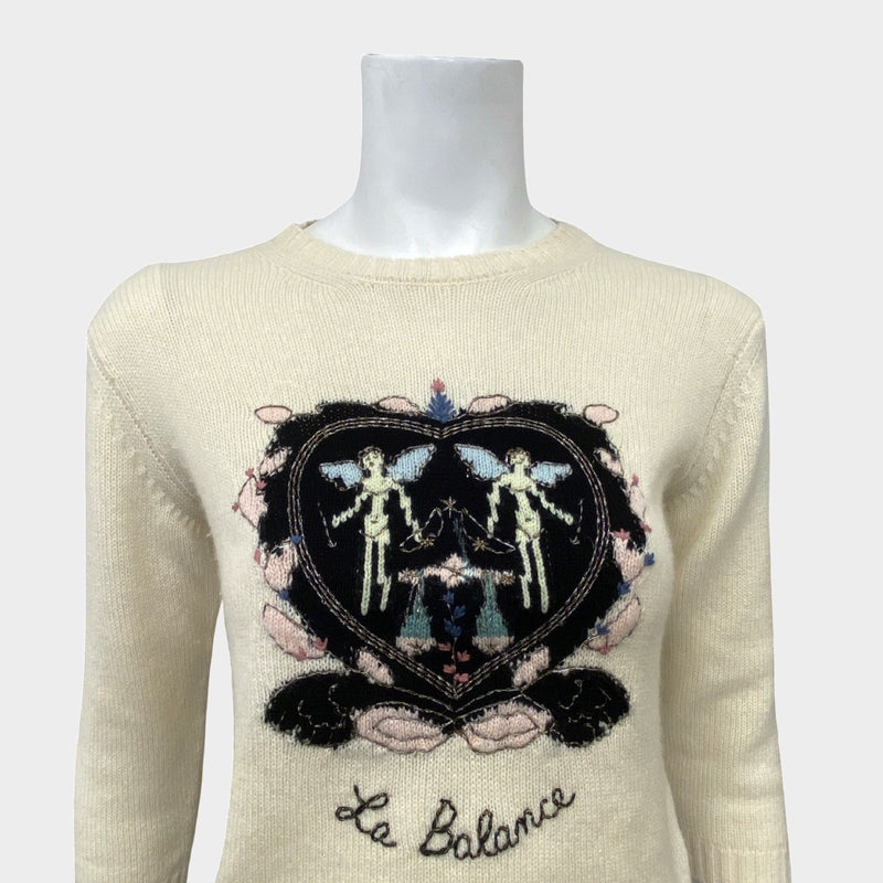 Christian Dior women's ecru le balance embroidery jumper