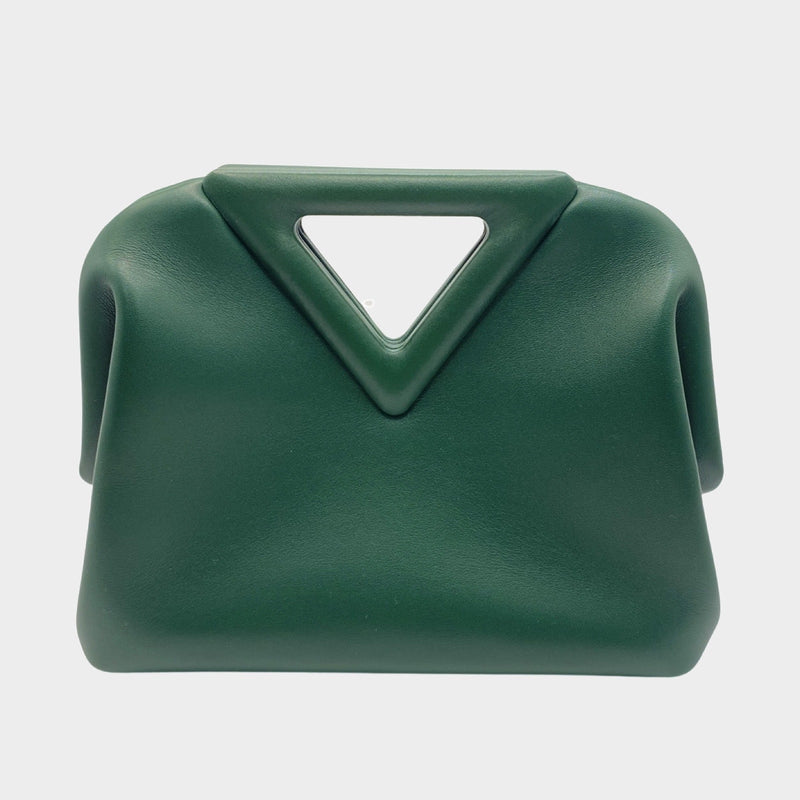 Bottega Veneta women's green triangle point leather clutch