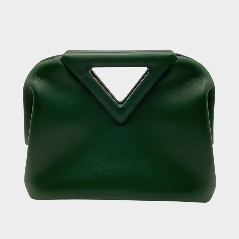 Bottega Veneta women's green triangle point leather clutch