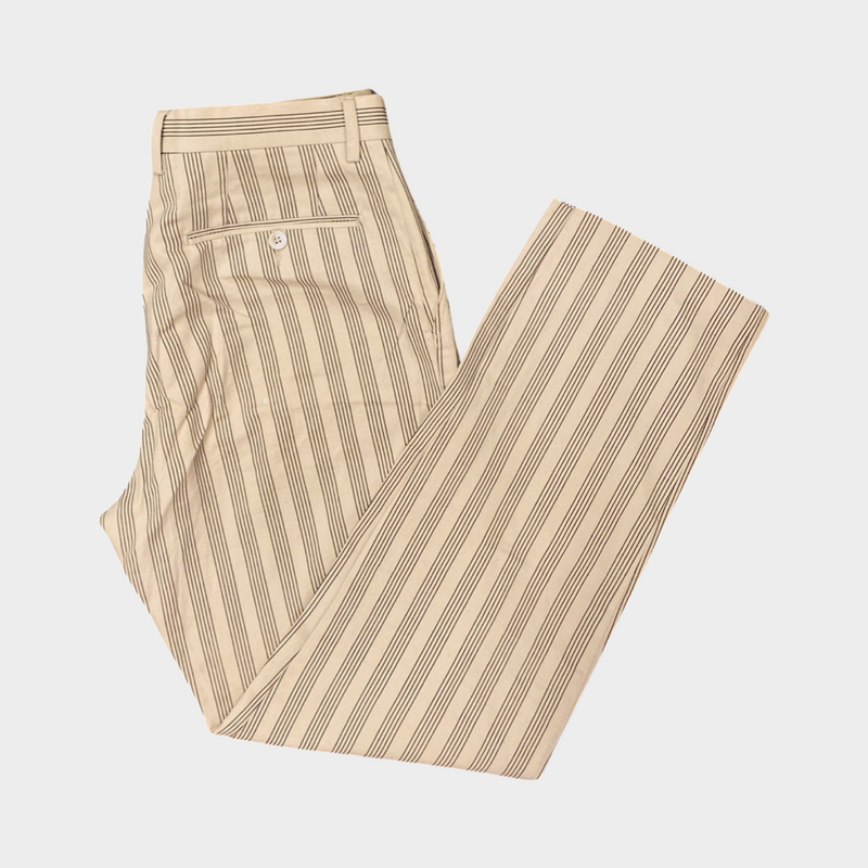 Dolce&Gabbana men's beige and brown striped cotton trousers