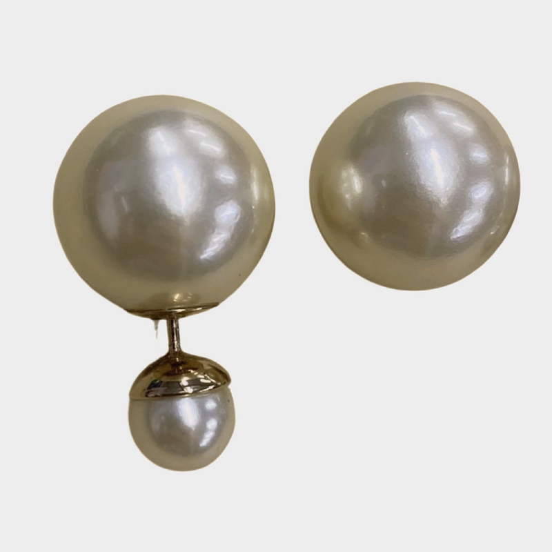 Christian Dior cream and grey tribal faux pearl earrings set of 4