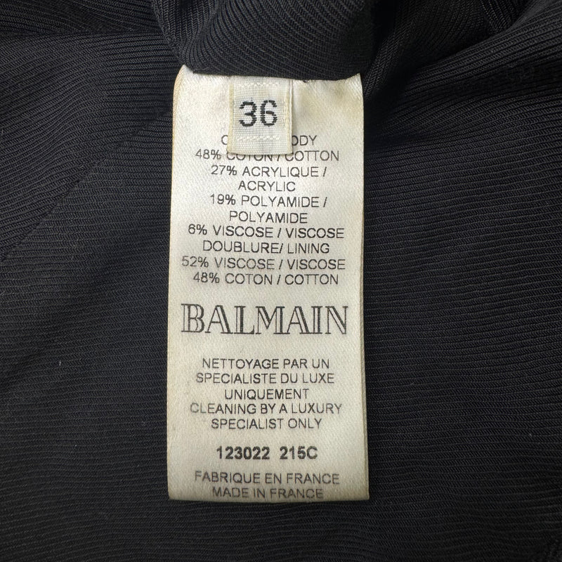 Balmain Black Tweed V-Neck Dress