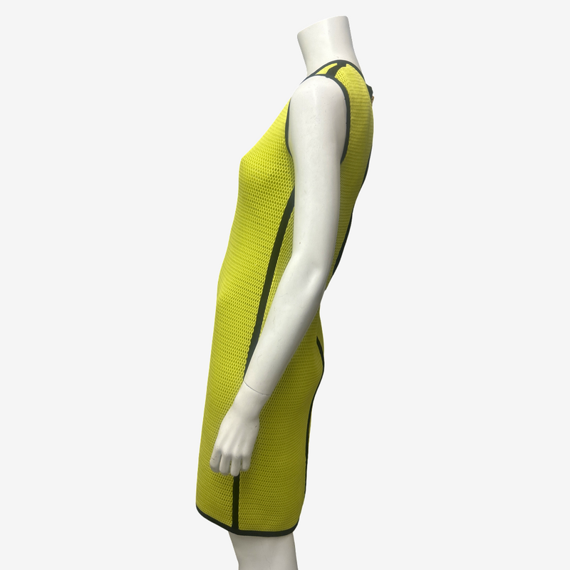 Moschino Neon Yellow Mesh Knit Scuba-Style Dress