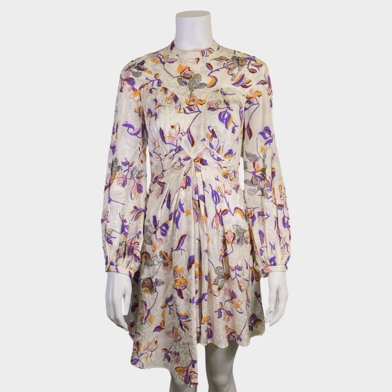 Zadig&Voltaire white and purple silk printed mini dress