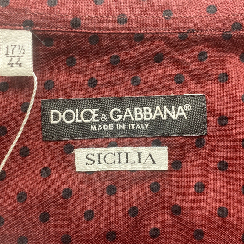 Dolce&Gabbana men's burgundy polka dot shirt
