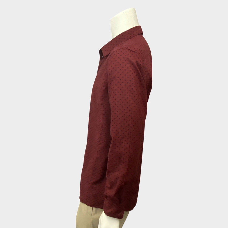 Dolce&Gabbana men's burgundy polka dot shirt