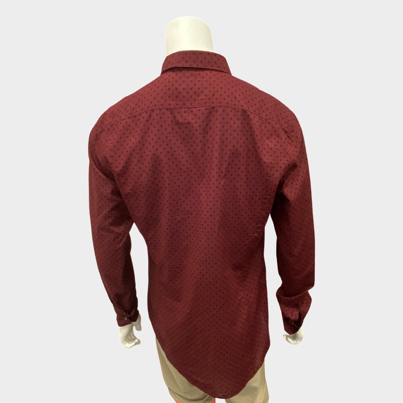 Dolce&Gabbana men's burgundy polka dot shirt