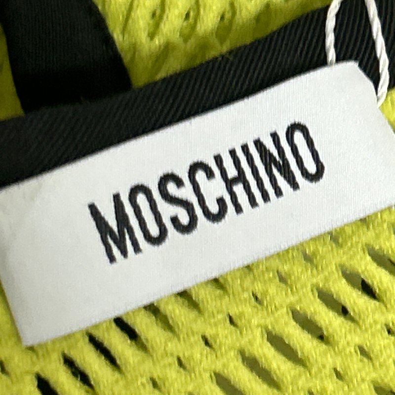 Moschino Neon Yellow Mesh Knit Scuba-Style Dress