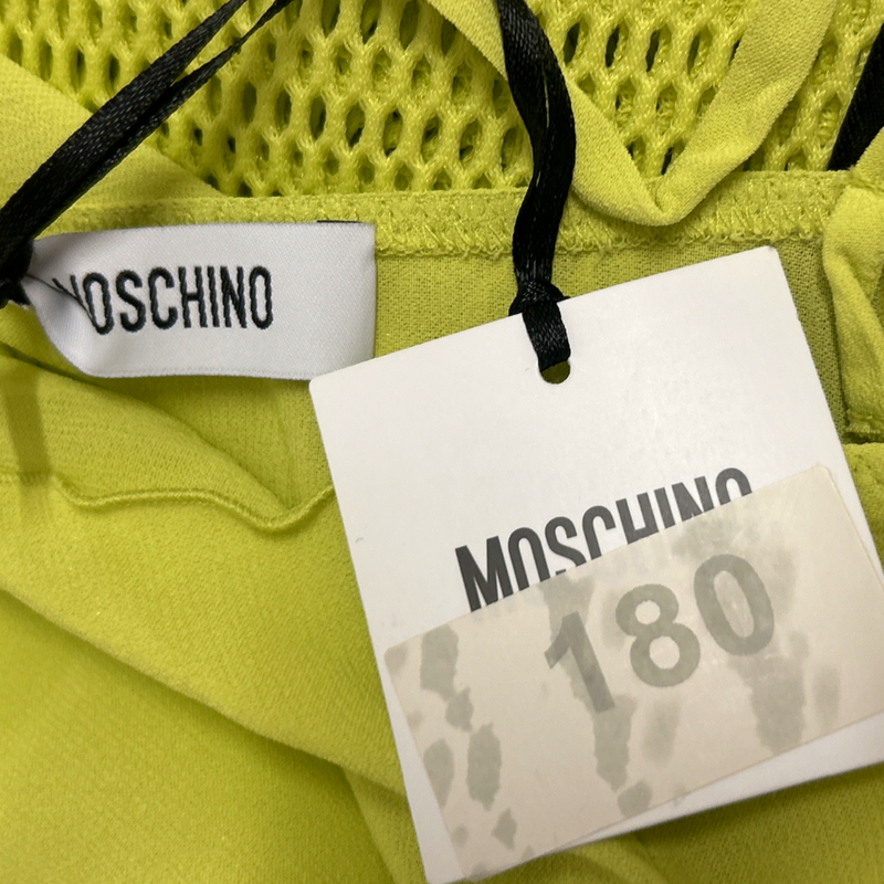 Moschino Neon Yellow Mesh Knit Scuba-Style Dress