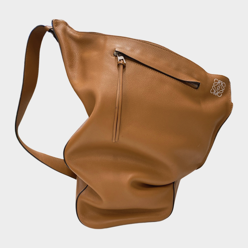 LOEWE men's tan grained leather Acton Sling Cross-Body Bag