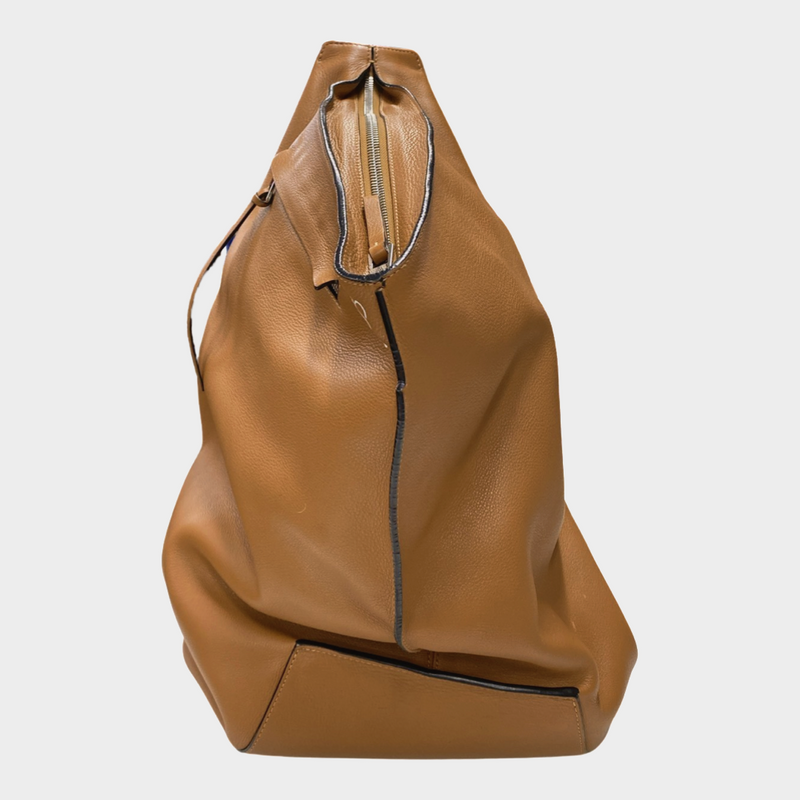 LOEWE men's tan grained leather Acton Sling Cross-Body Bag