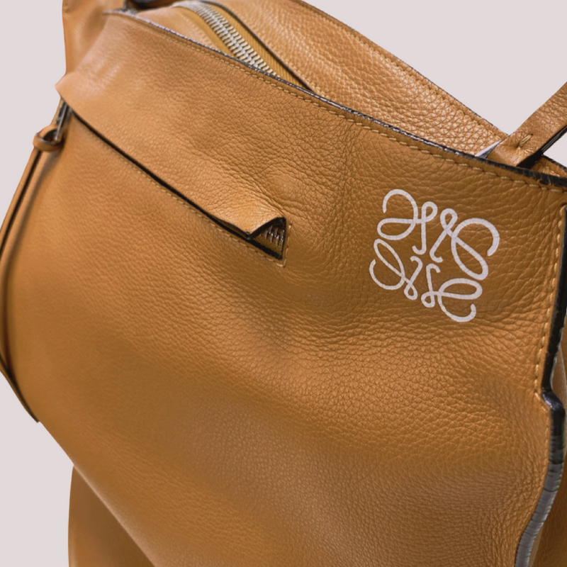LOEWE men's tan grained leather Acton Sling Cross-Body Bag