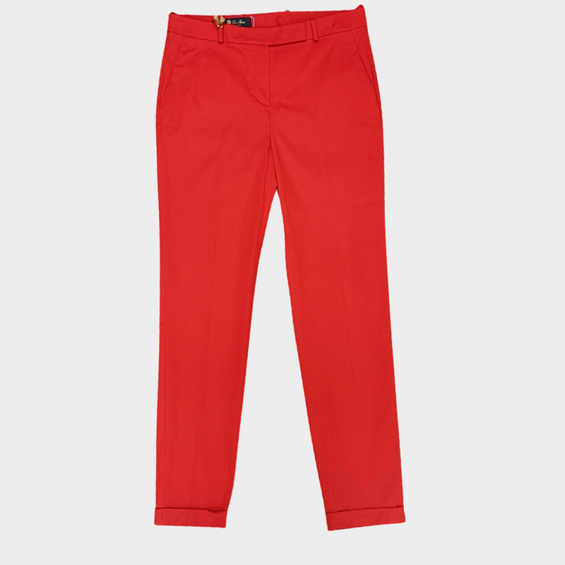 LORO PIANA women's red cotton slim fit trousers