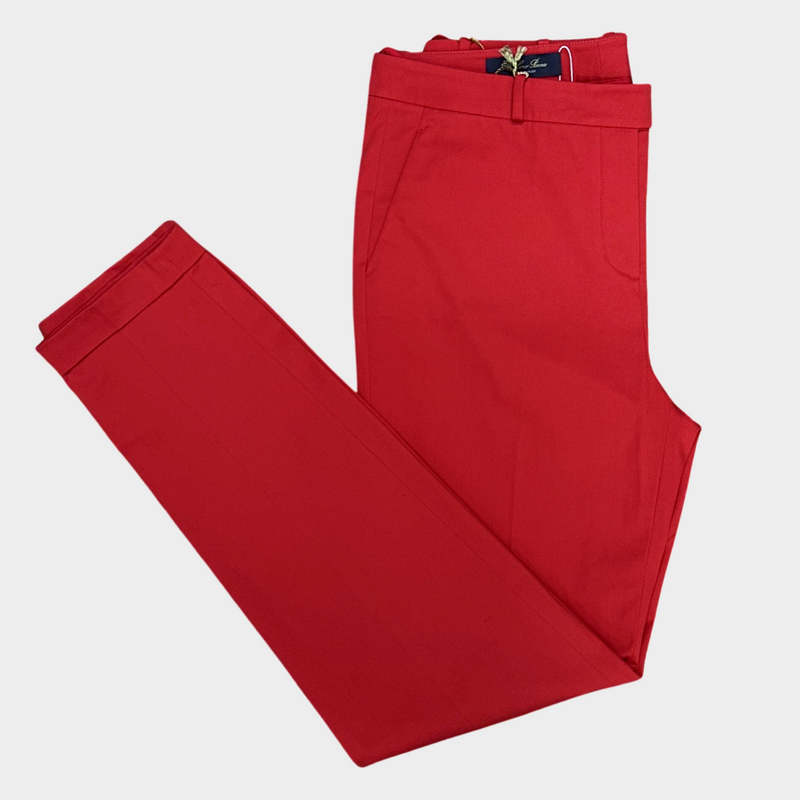 LORO PIANA women's red cotton slim fit trousers