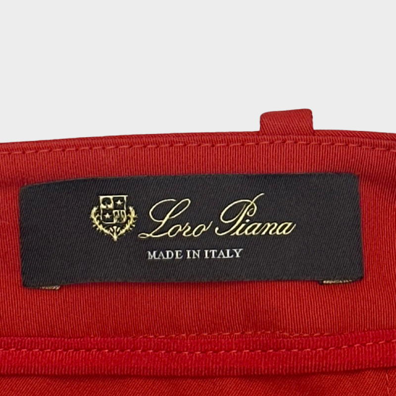 LORO PIANA women's red cotton slim fit trousers