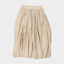 Black Crane ecru cotton maxi skirt with elasticated waist