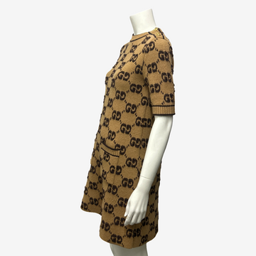 Gucci Camel Jaquard Wool Knit GG Monogram Dress – Loop Generation