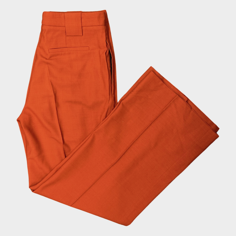 Victoria by Victoria Beckham women's orange wool wide-leg trousers