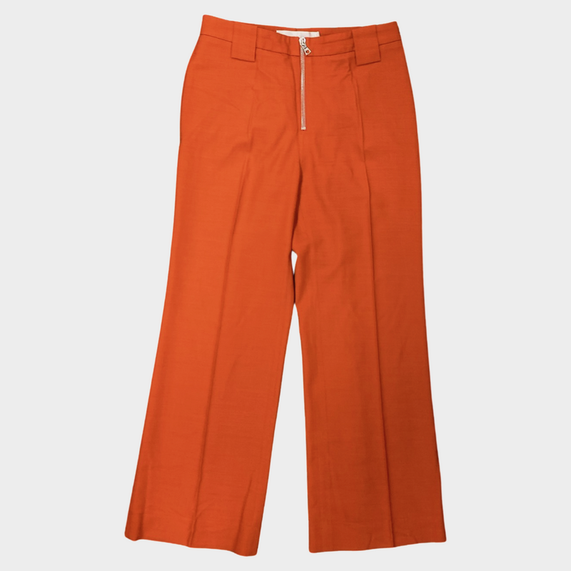 Victoria by Victoria Beckham women's orange wool wide-leg trousers