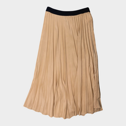 Moncler peach and brown pleated maxi skirt