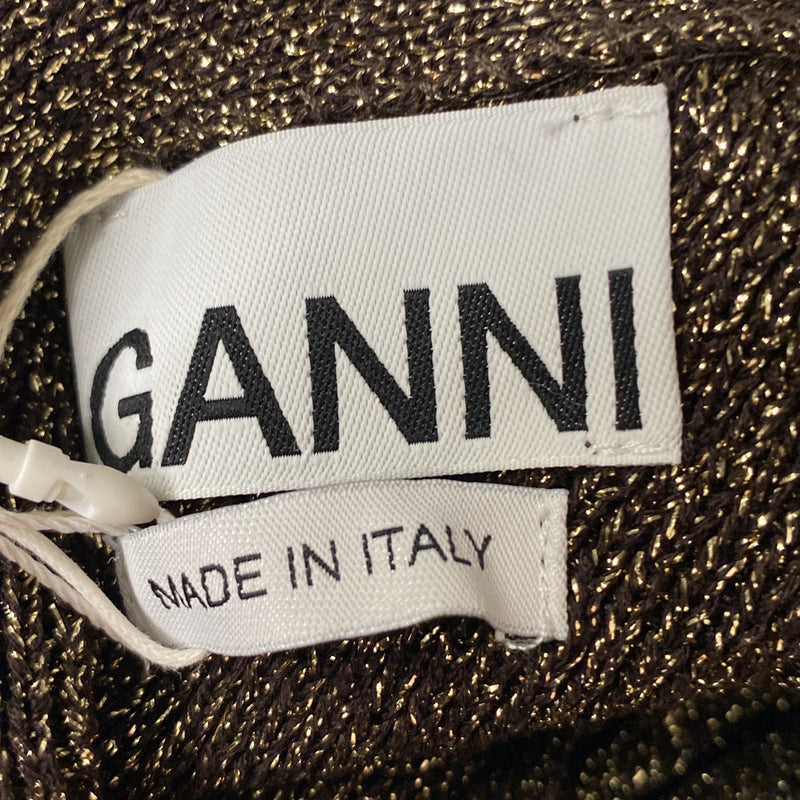 Ganni metallic gold knitted maxi dress