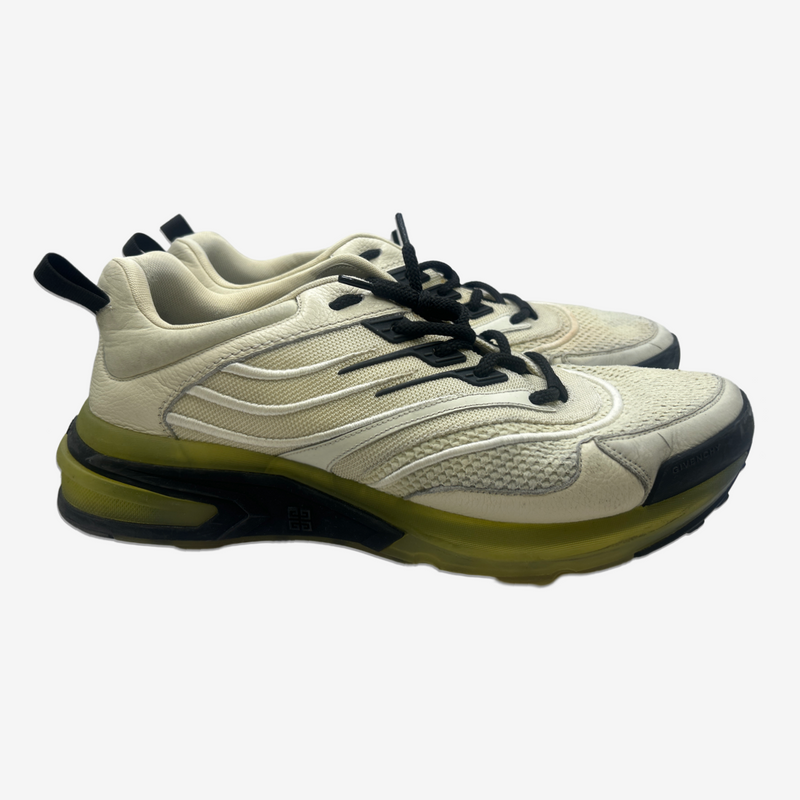 Givenchy men's beige leather and fabric sneakers with yellow sole