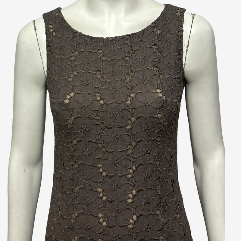 Giambattista Valli Taupe Embroidery Sleeveless Dress