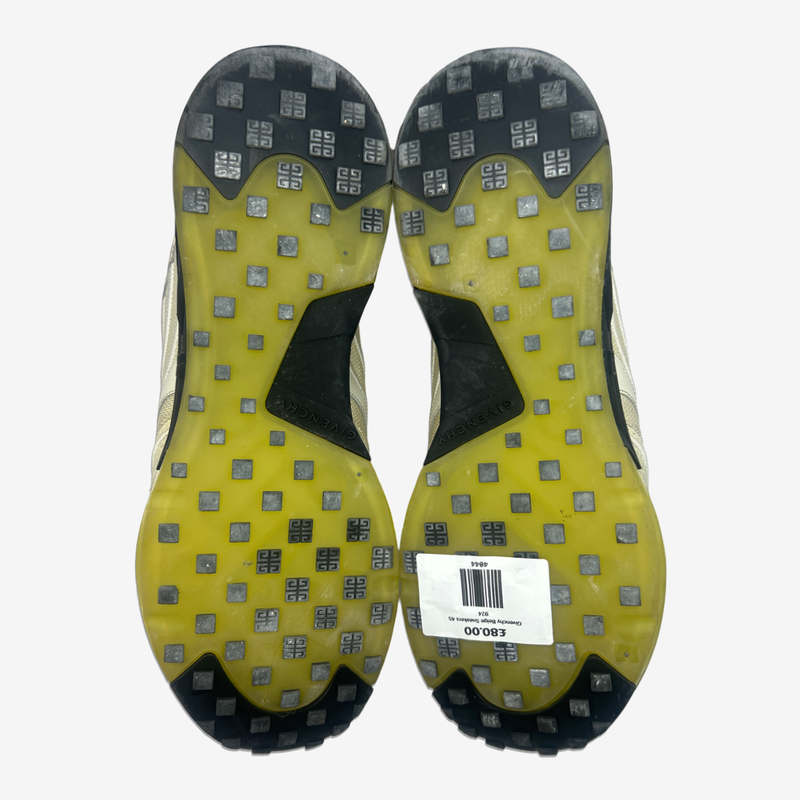 Givenchy men's beige leather and fabric sneakers with yellow sole