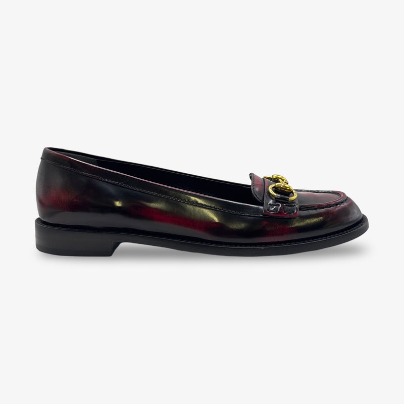 Gucci Women's Paten Leather Burgundy and Black Loafers