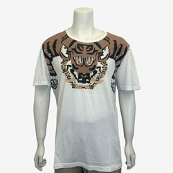 Gucci men's white cotton tiger motif t-shirt