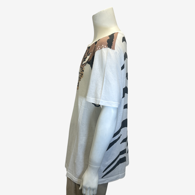 Gucci men's white cotton tiger motif t-shirt