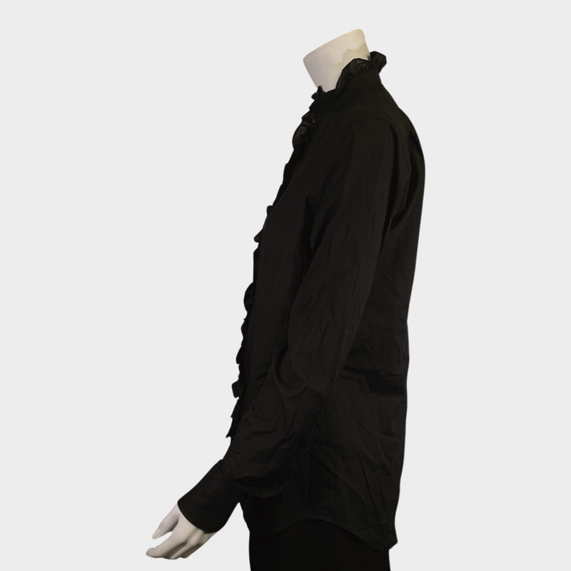 Alexander McQueen women's black cotton blouse with ruffles