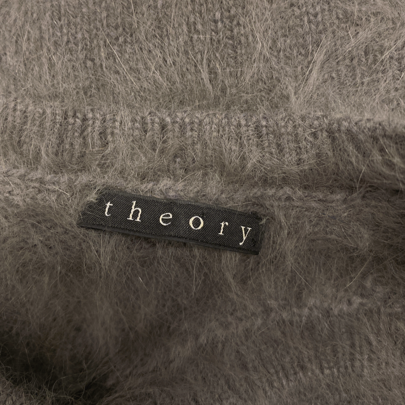 Theory women's grey mohair and angora cropped knit with short sleeves