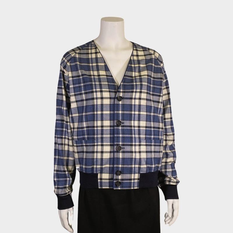 Alexander McQueen women's navy and white cotton bomber jacket