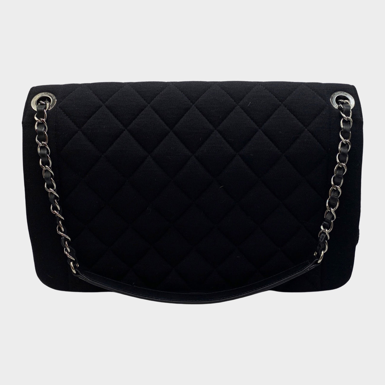 Chanel women's black quilted fabric classic Flap handbag – Loop Generation