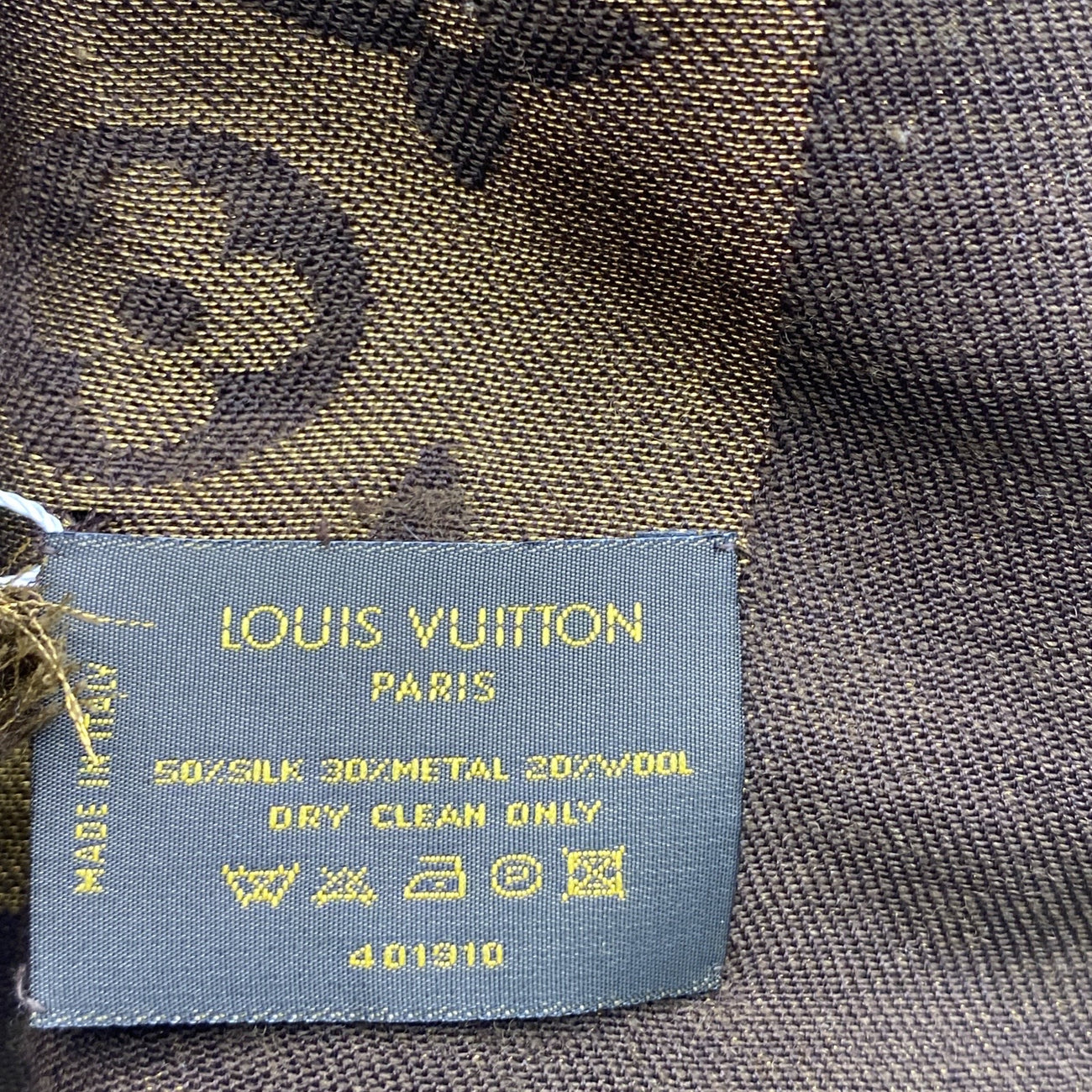 Louis Vuitton women's extra large metallic gold and brown silk