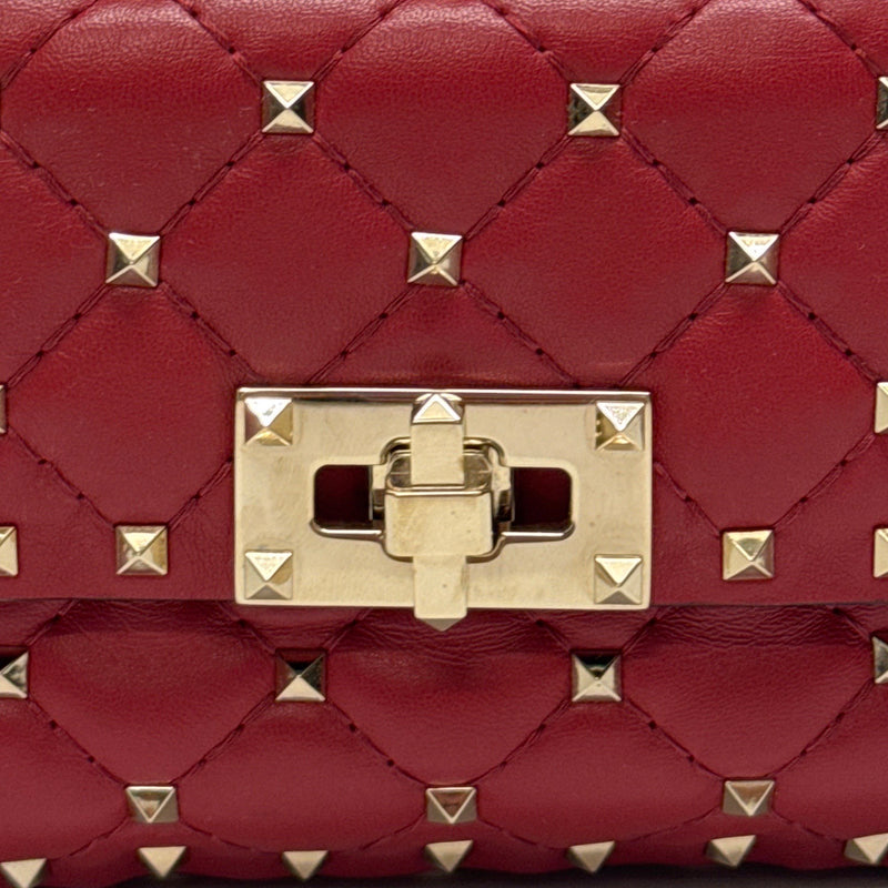Valentino Small Nappa Leather Rockstud Spike Red Handbag