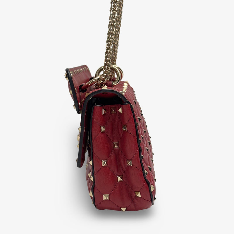 Valentino Small Nappa Leather Rockstud Spike Red Handbag