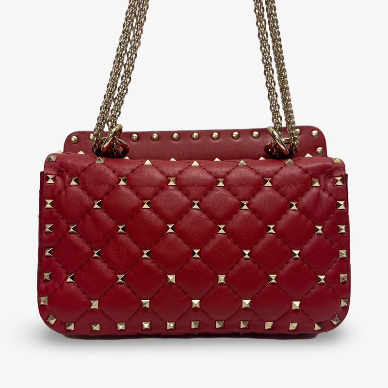 Valentino Small Nappa Leather Rockstud Spike Red Handbag