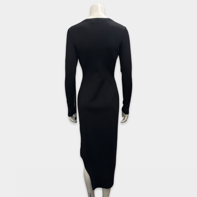 Victoria Beckham Black Asymmetrical Long Sleeve Maxi Dress