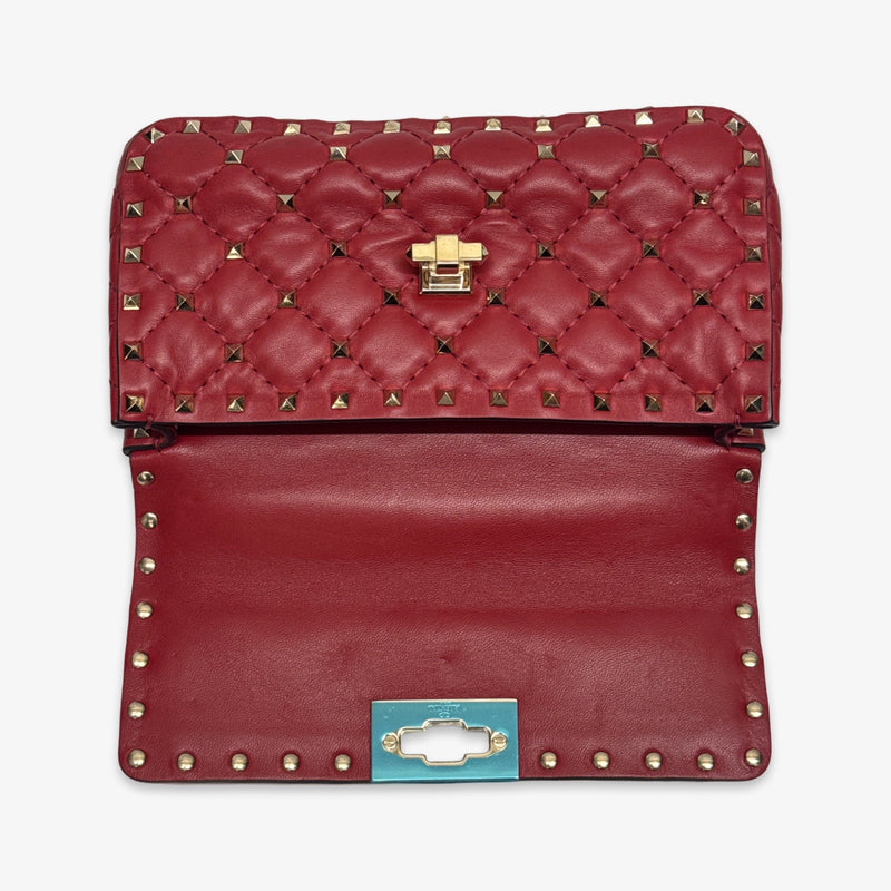 Valentino Small Nappa Leather Rockstud Spike Red Handbag