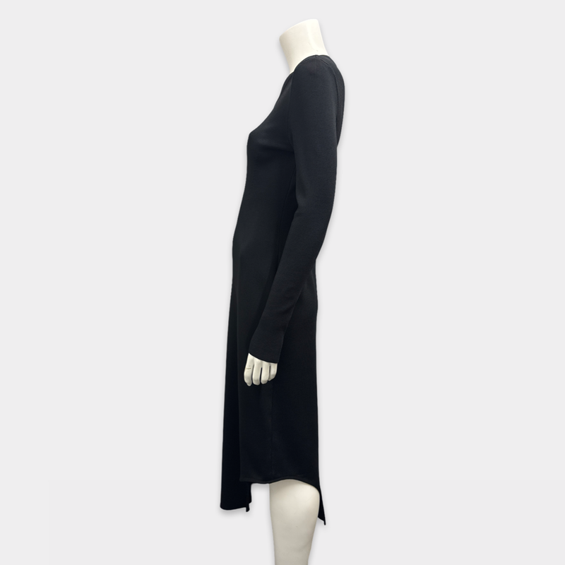 Victoria Beckham Black Asymmetrical Long Sleeve Maxi Dress