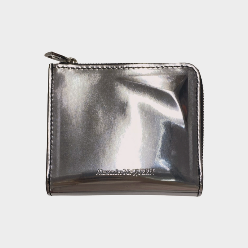 Alexander McQueen silver leather cardholder wallet