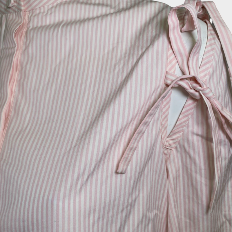 Alexander Mcqueen women's white and pink cotton blouse with tie-sleeves