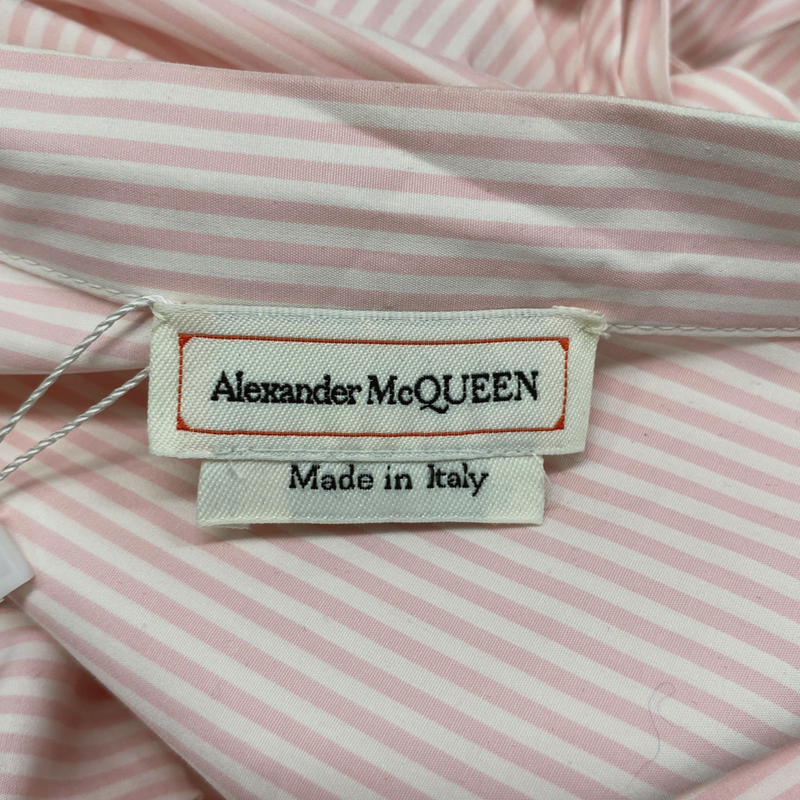 Alexander Mcqueen women's white and pink cotton blouse with tie-sleeves